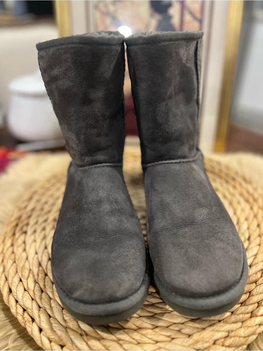 UGG Charcoal Gray Suede Mid-Calf Winter Boots